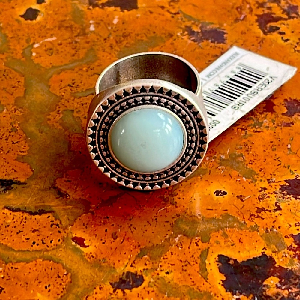 Alex & Ani Vintage 66 Turquoise & Silver Cocktail Round Adjustable Boho Ring-OS